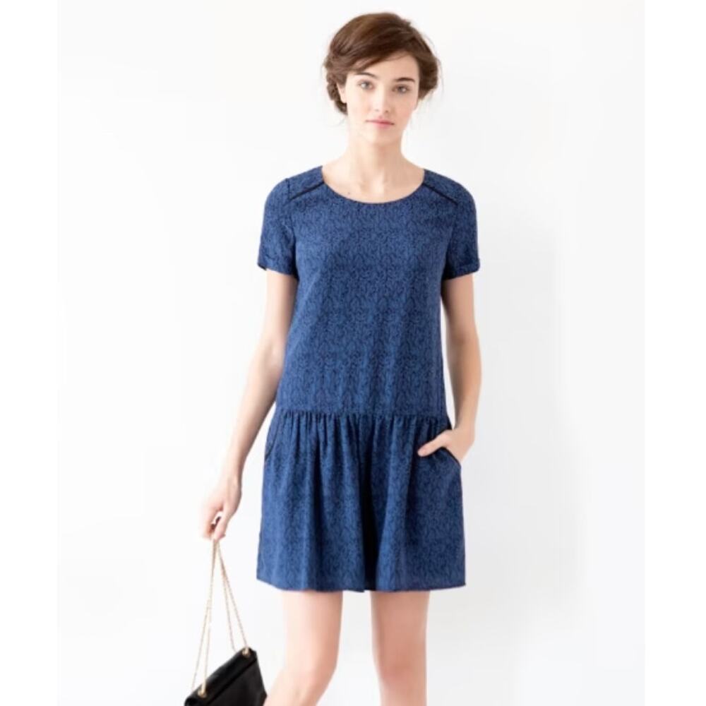 Sezane Elina Silk Mini Dress Women Size 36/US 4 Pleated Keyhole Back Drop-Waist